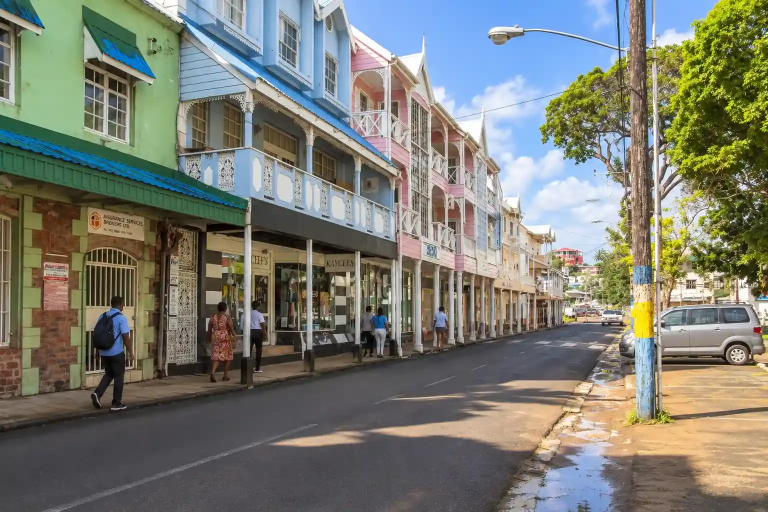 Colorful buildings along Brazil Street in Castries Saint Lucia